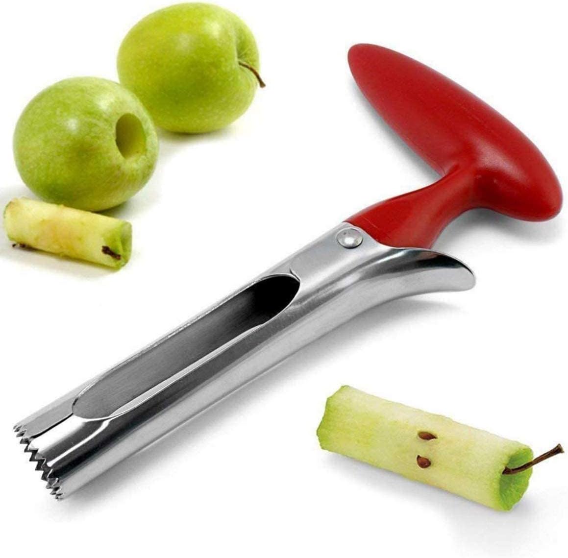 Apple Corer Tools Fruit Piller for Removing Seed Pits Stainless Steel Fruit & Vegetable Core Angle Handle for Home and Kitchen (Red)