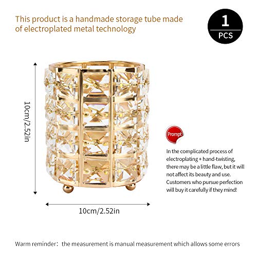 Make-up Pinsel Aufbewahrung aus Kristall Make-up Pinselhalter Kosmetik Pinsel Halter Organizer Stiftbehälter Desktop-Dekoration (Gold)