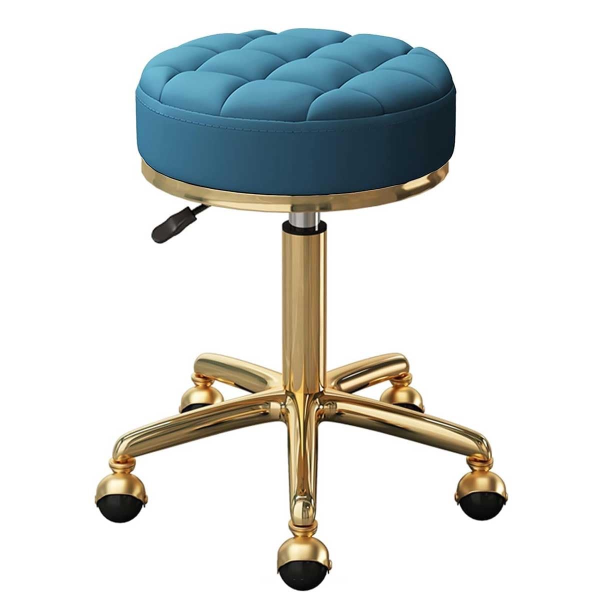 Adjuble - Set di 3 sgabelli girevoli per salone di bellezza, con sollevamento idraulico, base da 5 cl, con rivestimento blu, per spa e uso domestico