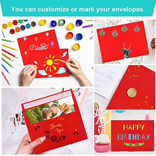 Image of 140 Packs of Invitation Envelopes, A2 Envelopes Red Postcard for 4.5x5.5 for Invitations, Self Seal for Photos RSVP, Greeting Cards