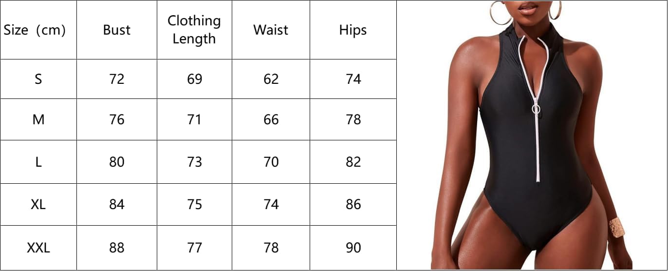 Women One Piece Swimsuit Zipper Swimwear Mock High Neck Sleeveless Rash Guard Bathing Suit
