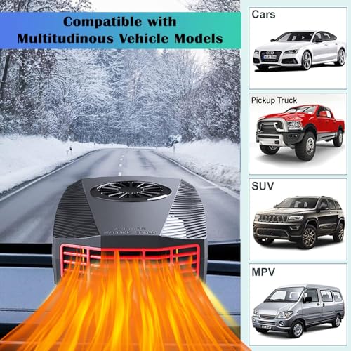 Image of Car Heater,12V 150W Portable Car Heater, 2-in-1 Heating & Cooling Fan with Cigarette Lighter Plug, 360 Rotation Base Windshield Defogger Defroster for All Cars.