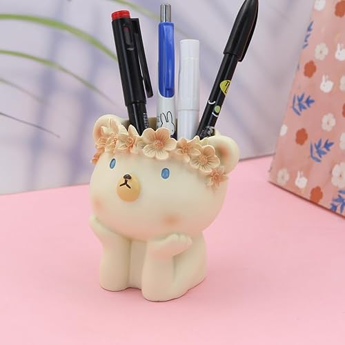 Miniatura 10 de Contenedor de resina de dibujos animados, lindo animal con guirnalda de flores, maceta pequeña para suculentas, soporte para lápices, soporte para