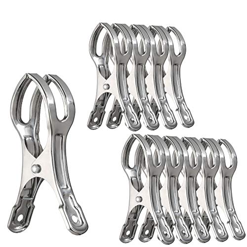 10 Packs, Webi Stainless Steel Clips Clothing Peg Clamp Clothespin Picture Hanger For Quilt, Pants, Photos, Towel, Beach Chair, Pool Loungers On Cruise, 4.33 Inches #TOP8