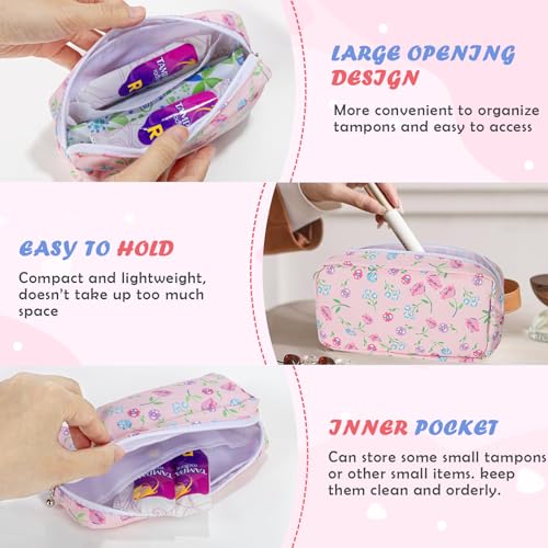 Image of 22 PCS First Period Starter Kit Gift for Teen Girls Period Bags for Teen Tweens Girls with Sanitary Pad Storage Bag, Wipes, Menstrual Tracker, Disposal Pouches and More (Pink Floral)