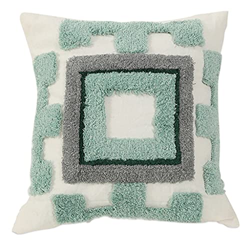 トライバルタフテッドスローピローケース刺繍スクエアパターンクッションコーブタフテッドスローピローケース