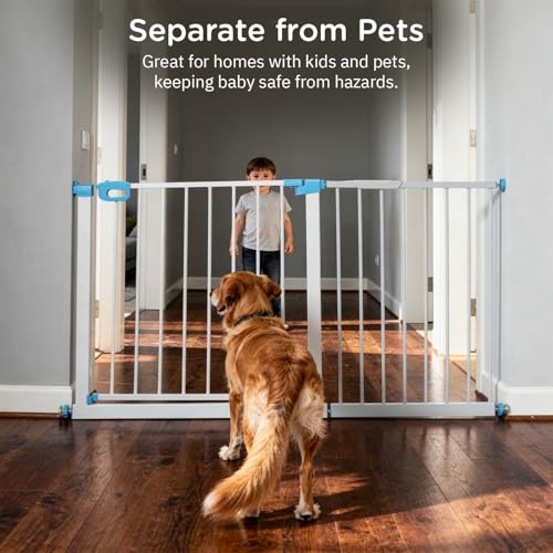 Image of Baybee Safety Gate Extension 45cm | Baby Gate Extender for Kids & Pets | Tool-Free Pressure Fit | Dual Side Compatible Extension for Doorways, Stairs & Hallways (White)