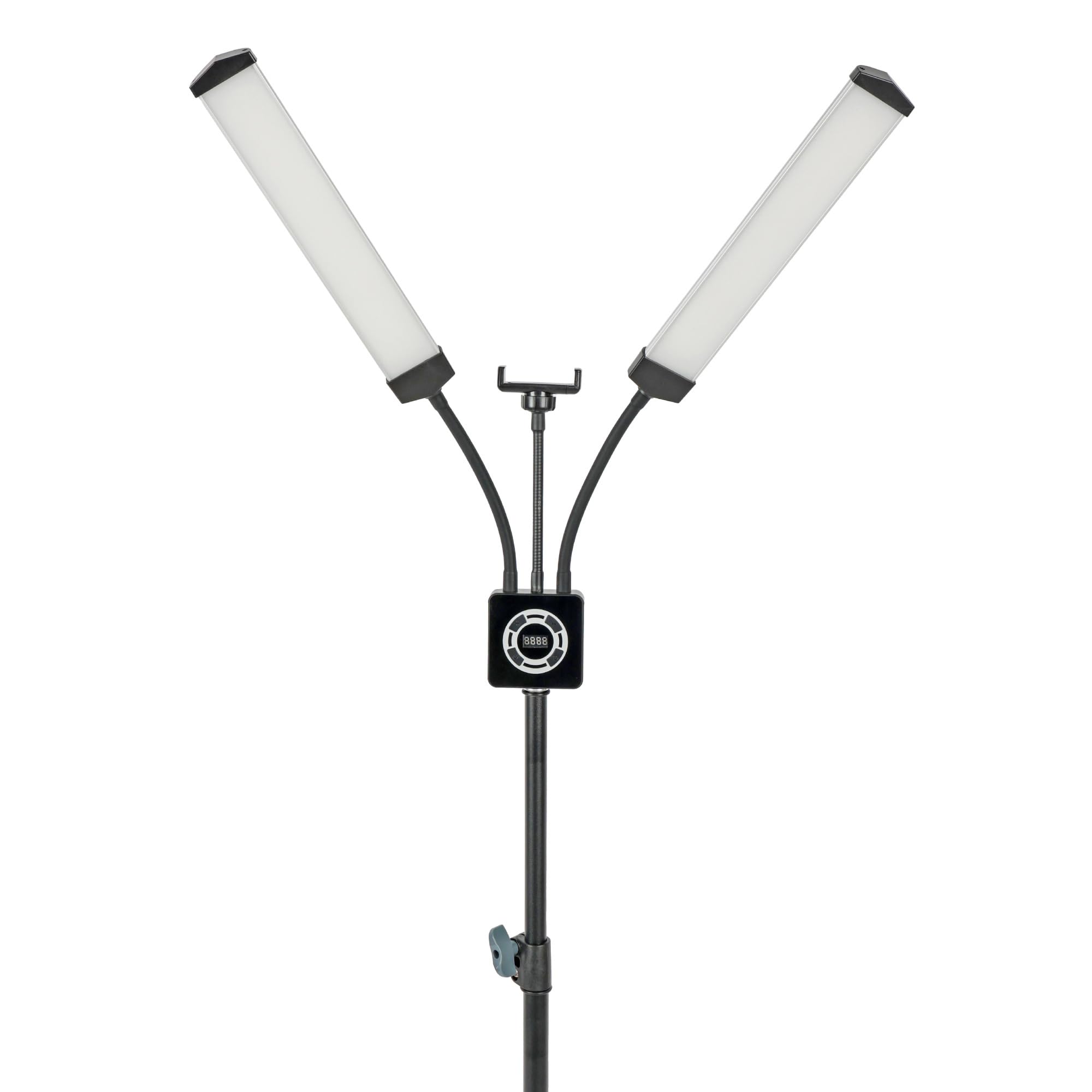 Lámpara LED de belleza de doble brazo para extensión de pestañas, maquillaje, manicura, intensidad regulable, con soporte para teléfono móvil
