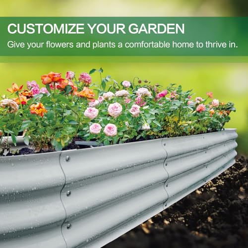Gardmax Galvanized Raised Garden Bed, Lightweight Planter Boxes Outdoor with Easy Assembly, Large Garden Bed for Vegetables, Fruits, Flower Silver - Image 5