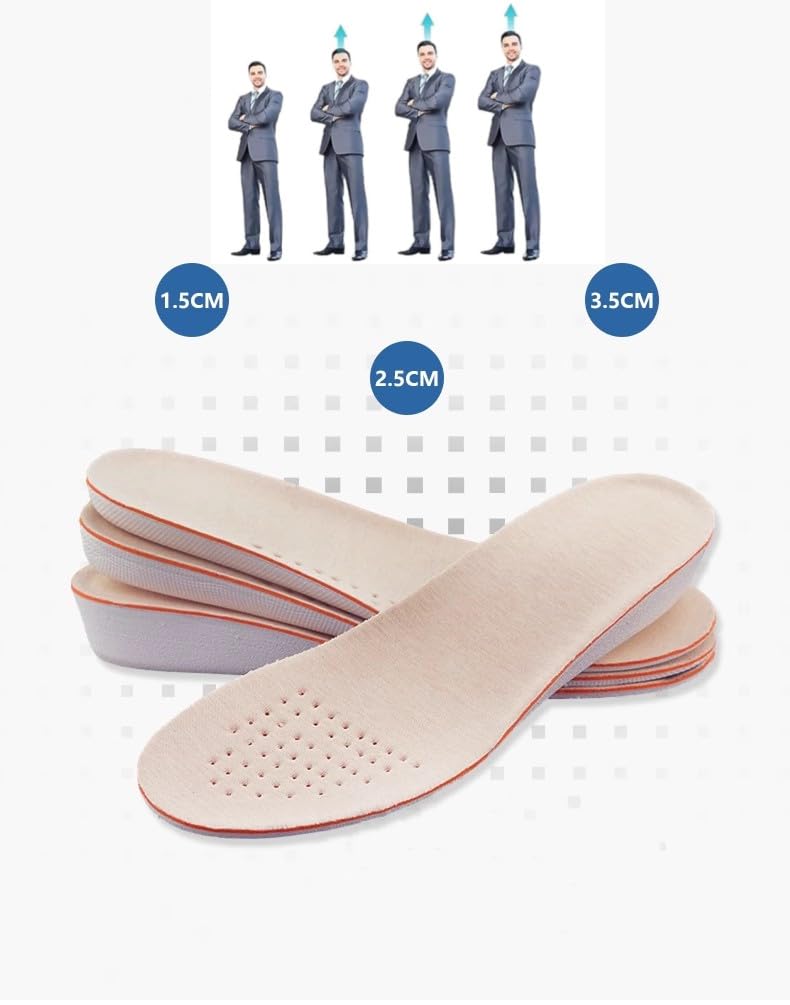 Breathable Shoe Inserts Memory Foam Insoles Shoes Inserts for Women Men Arch Support Great Cushion Shock Absorption Relieve Foot Pain Height Increase Insole 250mm Length