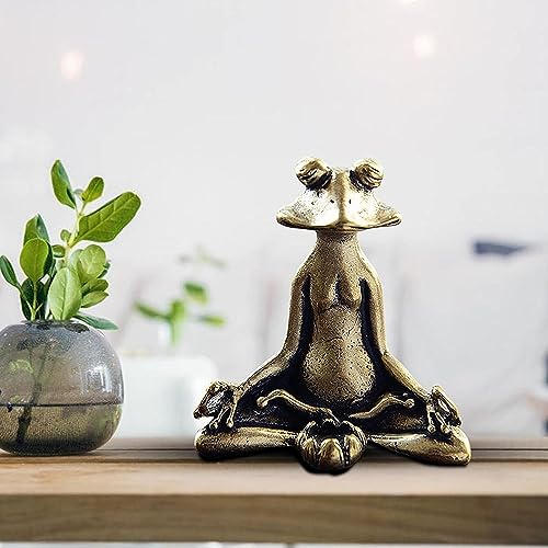 Norhogo Yoga-Frosch, Metall Meditierende Statue, Desktop Garten-Frosch lustig für Dekoration innen und außen