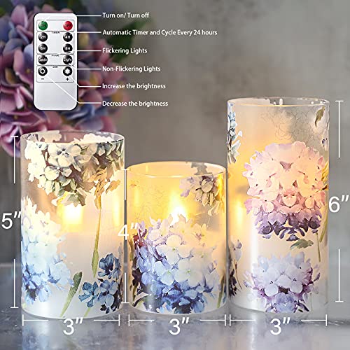 Petristrike Glass Flameless Candles, Battery Operated Led Pillar Candles With Remote & Timer, Hydrange Realistic Flickering Candles Set For Home Decor, Party, Wedding #TOP3