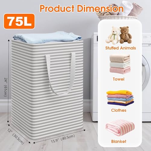 3-Pack 75L Laundry Basket, Collapsible Laundry Hampers, Gray - $11.69 after coupon - image 2