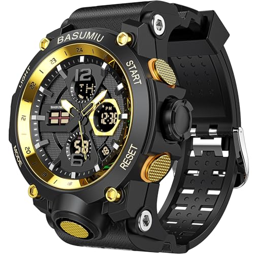 Mens Sports Wrist Watches Analog Digital Tactical Military Watch Waterproof Gold Watches for Men