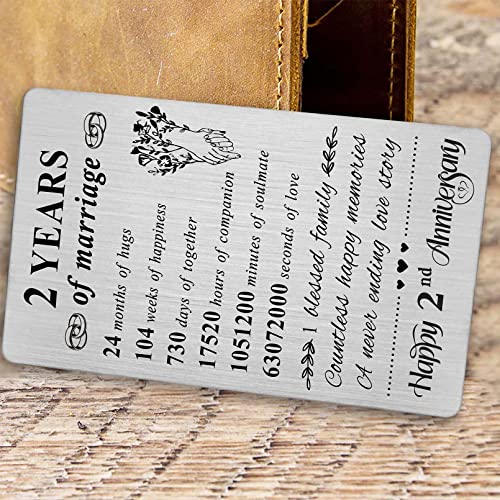 Resdink 2 Year Anniversary Card Gifts For Him Her Husband Wife, 2Nd Wedding Anniversary Wallet Card For Women Men Friend, Happy 2Nd Anniversary Present, Gift Ideas For 2 Yr Anniversary #TOP4