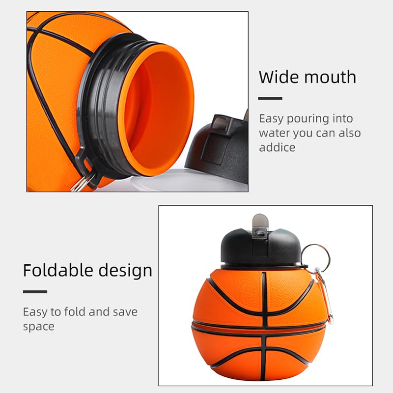 Wolobox Sports Silicone Water Bottle, Collapsible Water Bottle for Children Girls and Adults, Compact, BPA-Free, Durable - Image 3