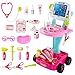 Kinder Doktor Arztwagen mit Medizinisch Zubehör Schiebbar Rollenspiele 18 er Set Rosa 8245