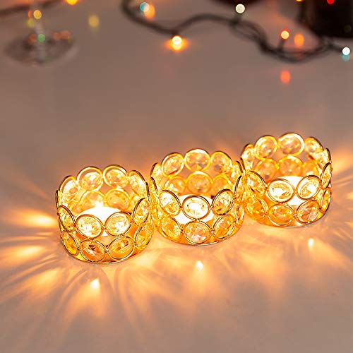 Vincigant V-TEA LIGHT CANDLE HOLDERS Pack Of 12 Gold Crystal Tea Light Candle Holders thumb #6