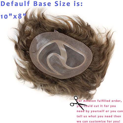 Voloria Toupee para hombres, piezas de cabello humano virgen 100% europeo,  sistema de reemplazo de cabello humano para hombres, 10 x 8 pulgadas,  cabello humano toupee, pieza de cabello #18, color marrón claro : Ropa,  Zapatos y  - Amazon.com