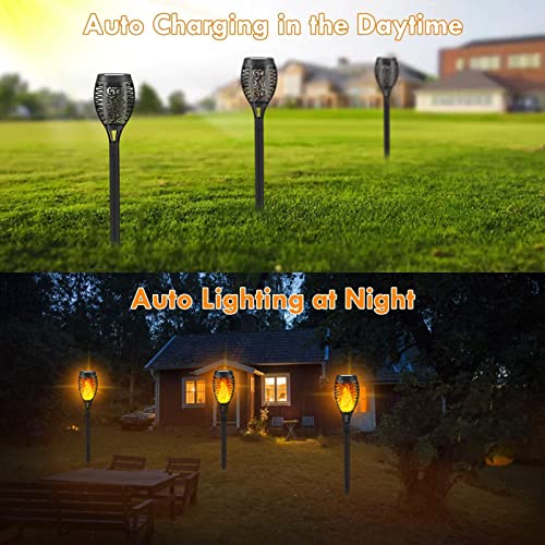 Liveasy 8 Pack Solar Outdoor Lights, Solar Tiki Torches Lights With Flickering Flame For Garden Decorations, Solar Garden Lights, Waterproof Led Torches Lights For Outside Patio Yard Porch Decor #TOP3