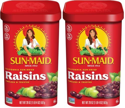 Image of Sun-Maid California Sun-Dried Raisins - 20 oz Resealable Canister - Dried Fruit for Healthy Snacks, School Lunches, and Natural Sweeteners (Pack of 2)