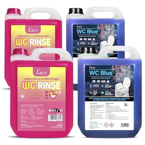 Pack WC Rinse 10L + WC Blue 10L | Fórmula Mejorada Aditivo para Cisterna del Inodoro y Aditivo para Aguas Negras de Caravanas y Campers