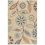 Maples Rugs Reggie Floral Area Rug - Made in USA - Washable, Non Slip, Pet-Friendly Mats for Living Room, Bedroom, and Office, 3'4 x 5, Beige