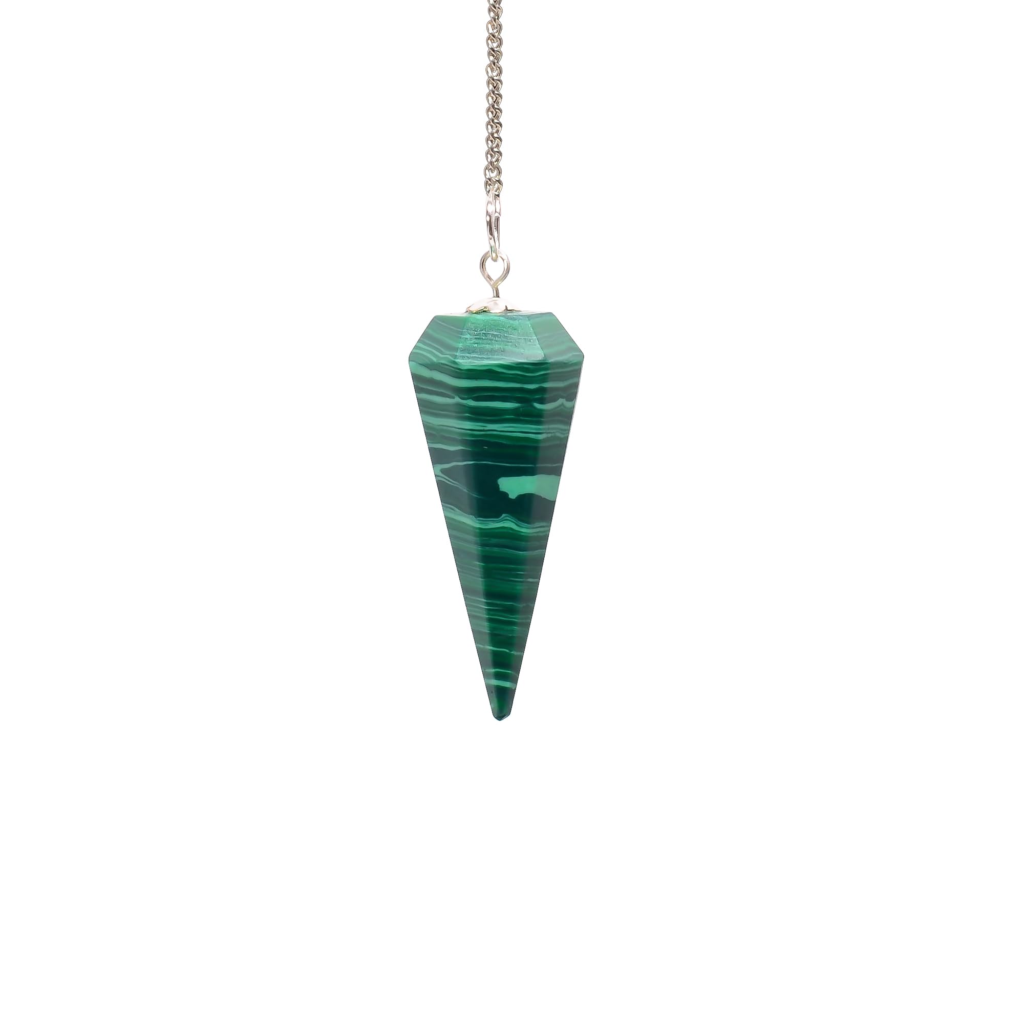 Natural Malachite Crystal Pendulum for Divination - Dowsing Pendulum with Chain and Crystal Ball for Reiki Healing and Crystal