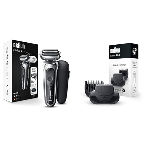 Braun Maquinilla de afeitar eléctrica para hombres Series 7 360 Flex Head Foil Shaver con recortadora de barba de precisión recargable húmeda y seca