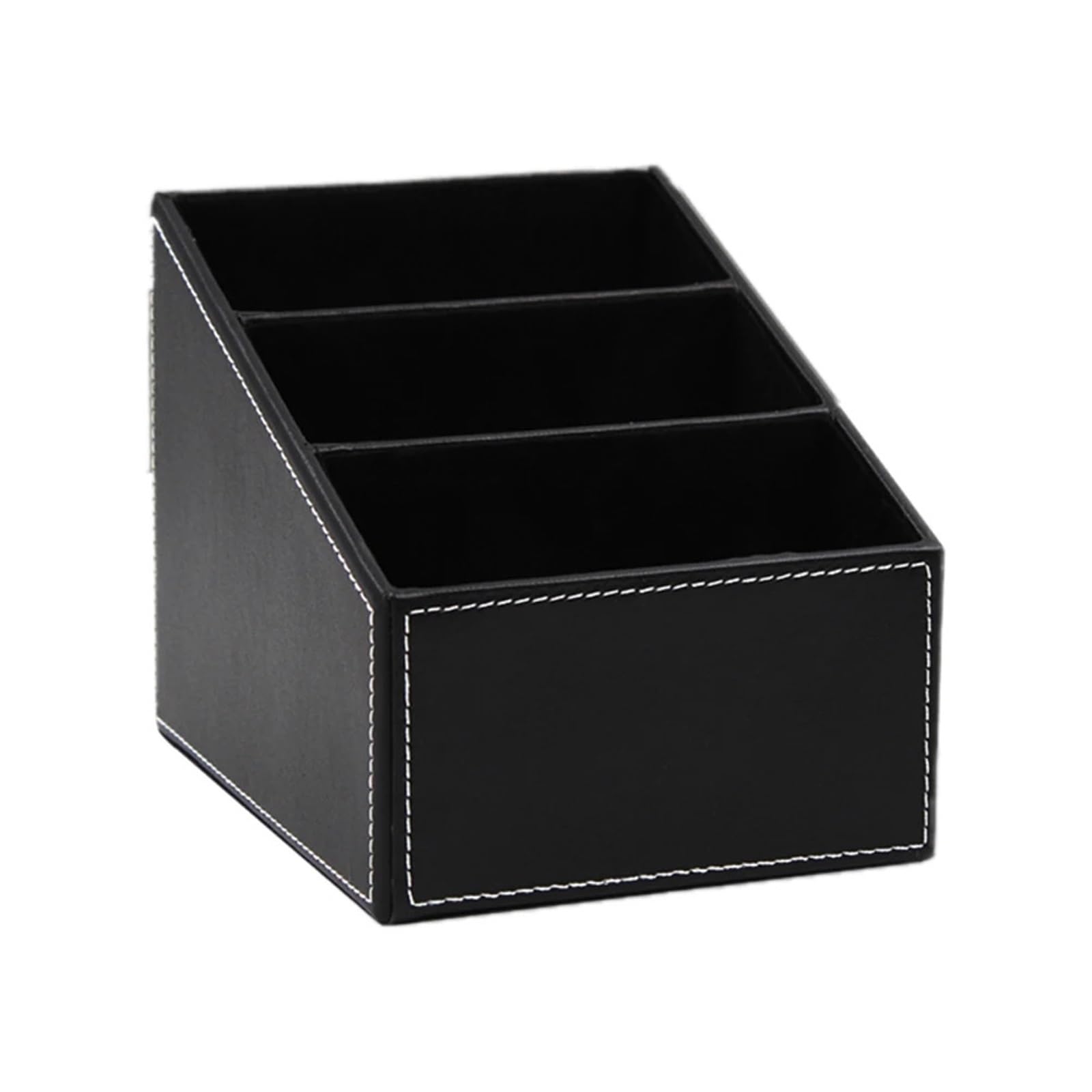 WUYXTO Remote Control Organizer Leather Holder Desktop Storage Box For Phone Office Cosmetic For Desktop(Black)