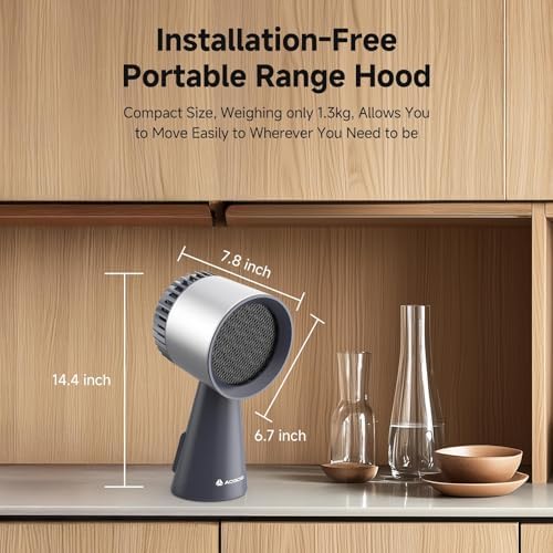AAOBOSI Portable Range Hood,Desktop Range Hood with Larger Caliber,3 Speed Kitchen Exhaust Fan, Low Noise,Oil Collection Cup,10xAir&Oil Filters,Portable Kitchen Hood for Indoor&Outdoor,RV - 5
