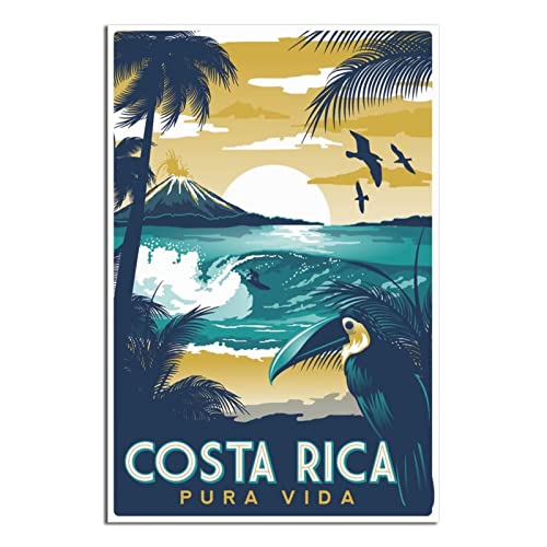 QRTY Costa Rica Beach Surf Vintage Travel Poster Canvas Art Wall Decor Poster Picture Print Painting...