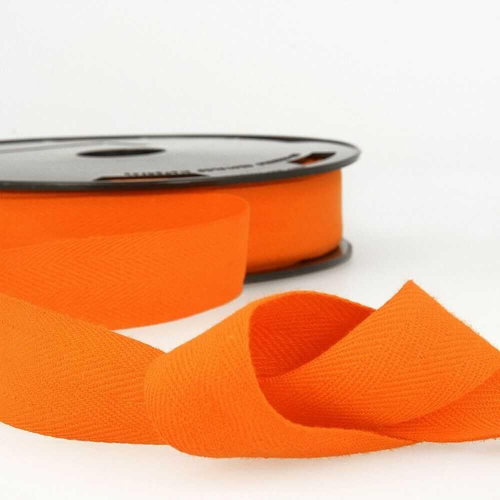 30mm Pure Cotton Herringbone Twill Tape Binding 37 Colours 1 2 4 8+ Metres 304D, 083 Orange, 1 Metre