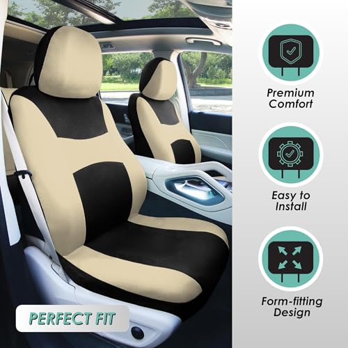 image for FH Group Automotive Seat Covers Beige Black Universal Fit Seat Cover C