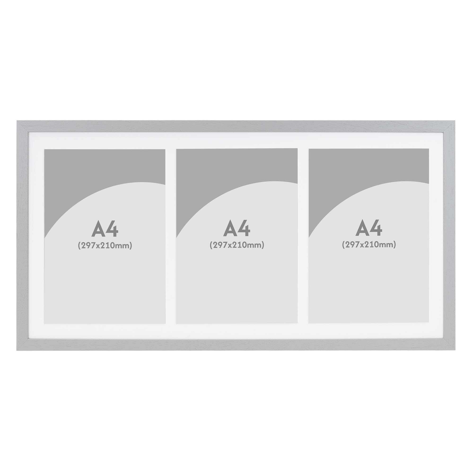 Boldon Framing Grey Photo Frames Multiple Pictures Collage Photo Frame For 3 A4 Photos Or Certificates - Graduation Multi Picture Frames For Wall Hanging - Neatly Display Lots Of Photos In One Frame