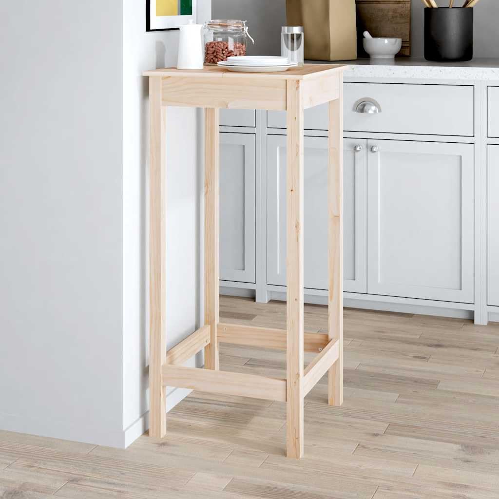 Mesa de bar de madera de pino maciza, 50 x 50 x 110 cm, estable mesa de bistró con marco de madera para bebidas y aperitivos, aspecto rústico