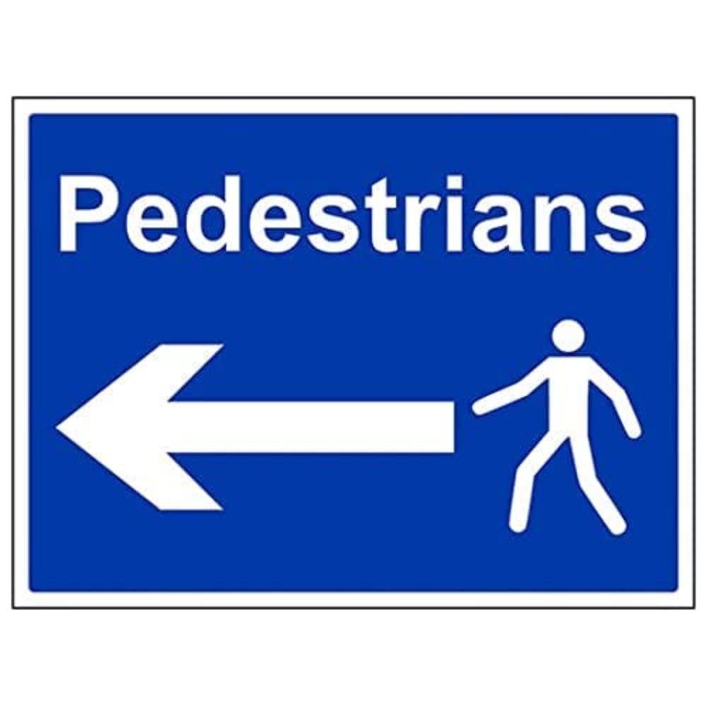 V Safety Eco Friendly Mandatory General - Pedestrians, Arrow Left - 600 X 200mm, Multi, 600x200mm
