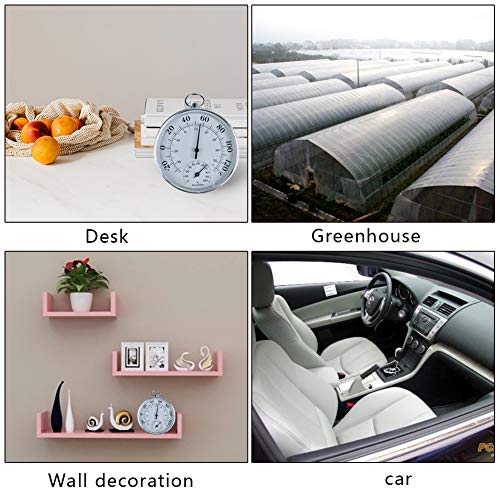 Indoor Outdoor Thermometer Wireless - Weather Dial Hygrometer Thermometer, No Battery Required Hanging Hygrometer For Wall, Table, Car, Greenhouse Or Decorative, Round 4" In Diameter #TOP6