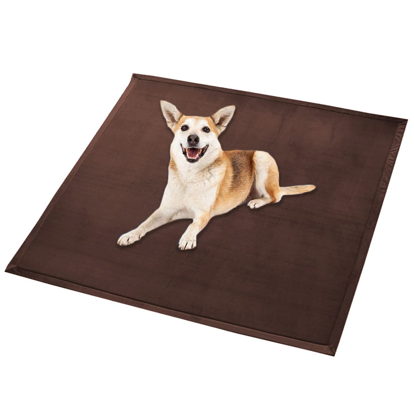 Waigg Kii Large Dog Bed Mat Soft Coral Velvet Large Pet Mat,Calming Cat Sleeping Mat Non-Slip Dog Mattress for Small Medium Large Dogs Cats (160x160cm,Brown)