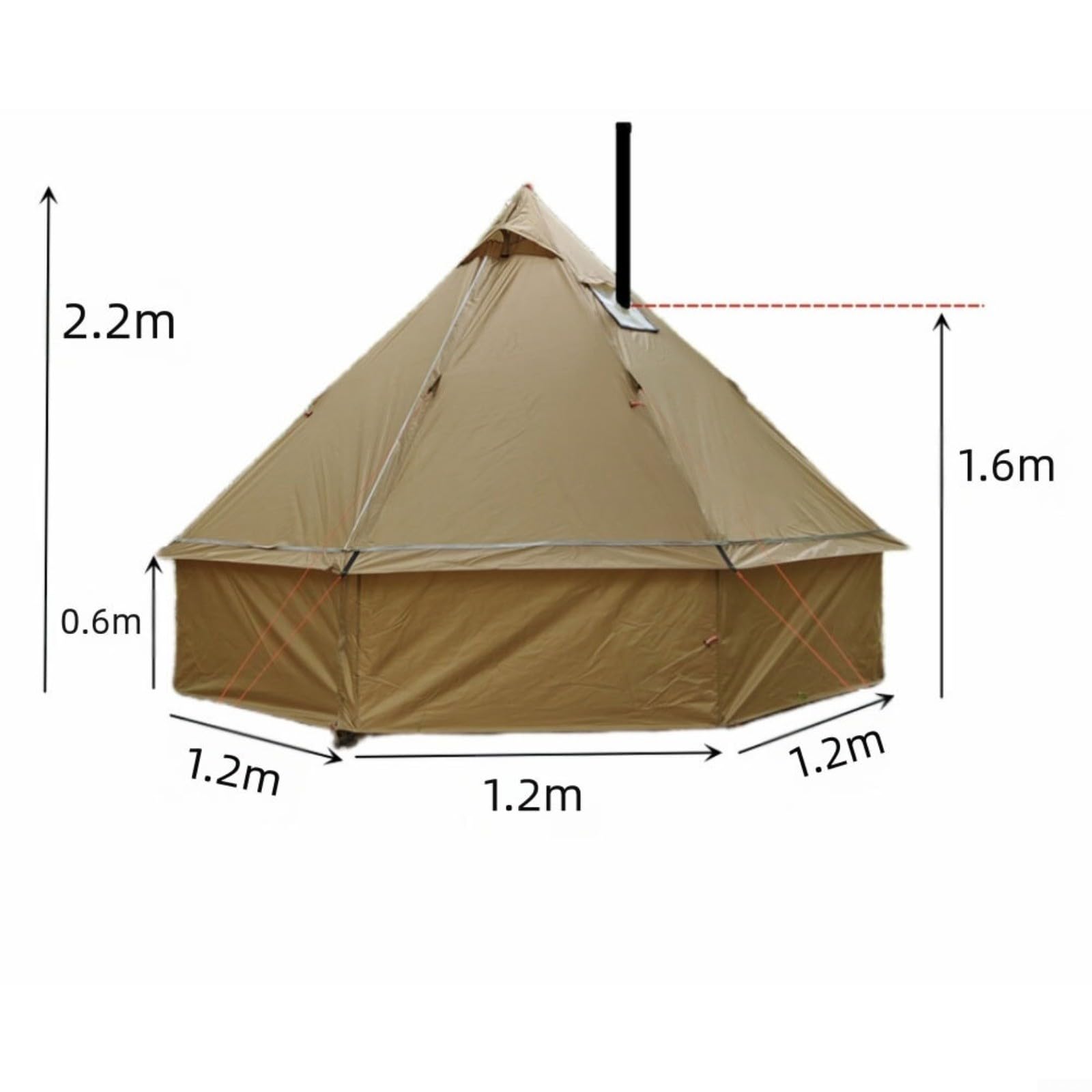 Tenda calda per 4 stagioni con cric per stufa, yurta impermeabile 210T per 2-4 persone in campeggio invernale, compatibile con stufe a legna e spaziosa