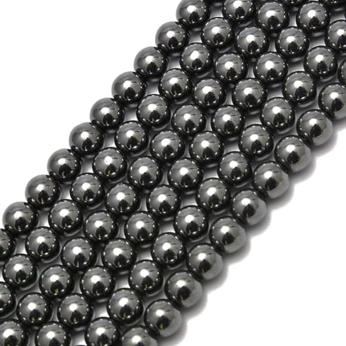 Haamiiqii B09WTL8JYX 35Pcs 10Mm Natural Black Hematite Beads Round Loose Gemstone Beads cover