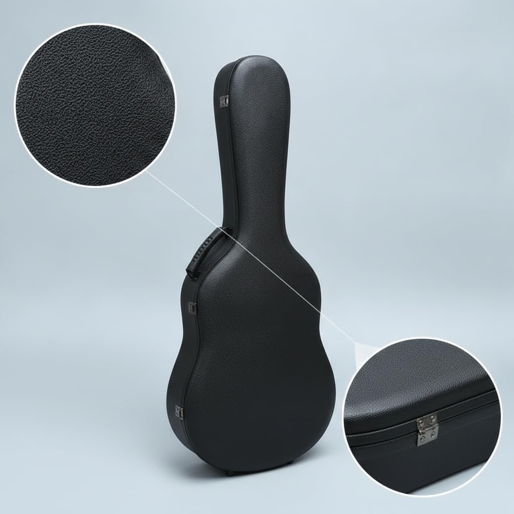 Funda rígida Impermeable para Guitarra, Estuche Protector Viaje para Guitarras 39 y 40/41 Pulgadas, Negro, 39 Pulgadas, Negro