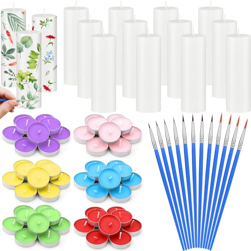 MTLEE 84 Pcs DIY Candle Painting Kit Include 12 White