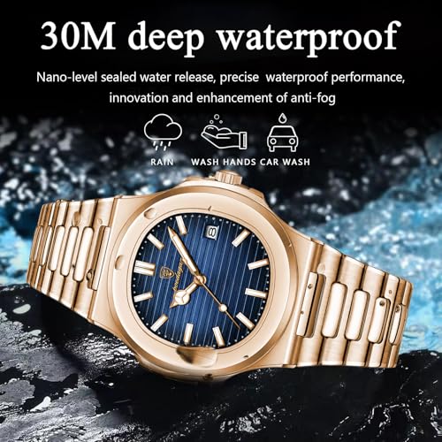 Image of Gosasa Fashion Men's Watches Date Business Watch Stainless Steel Luxury Style Luminous Quartz Waterproof Analog Display Male Wristwatch