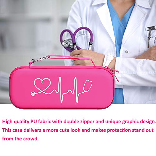 Image of BOVKE Stethoscope Case for 3M Littmann Classic III Monitoring /Lightweight II S.E /Cardiology IV Diagnostic /MDF Acoustica Stethoscopes, Mesh Pocket for Doctor & Nurse Accessories, Raspberry