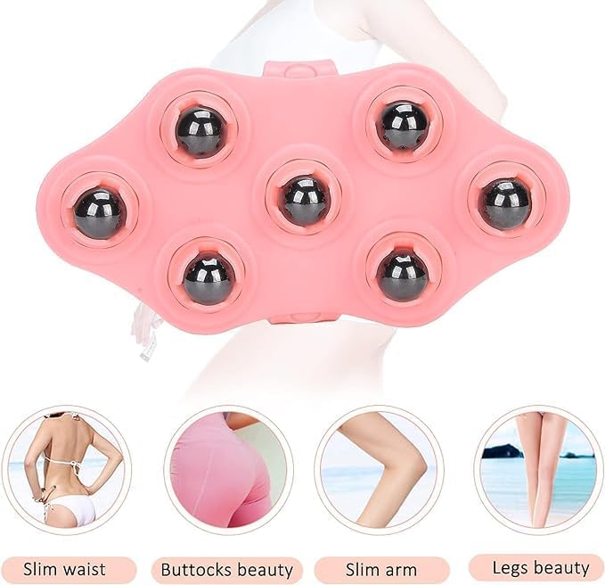 Emcapt 3D 7 Roller Massager Manual Hand Roller Massager Glove With Balls 360 Rotation Ball Muscle Relax Slimming Massage Glove Full Body Massager Finger Roller Ball Massage Roller(D2), Multicolour