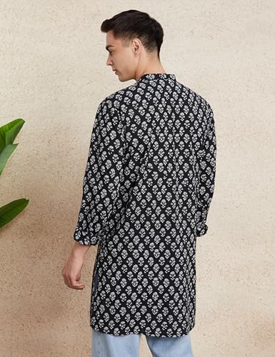Image of Amazon Brand - Symbol Men's 100% Cotton Everyday Mid Length Casual Kurta - Regular Fit (Available in Plus Sizes)