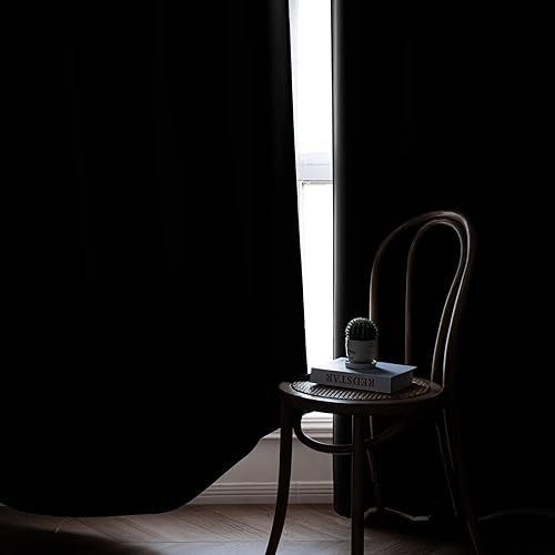 Miniatura 6 de Cortinas negras de 96 pulgadas de largo para dormitorio, cortinas opacas con aislamiento térmico, juego de 2 paneles, cortinas largas para sala de