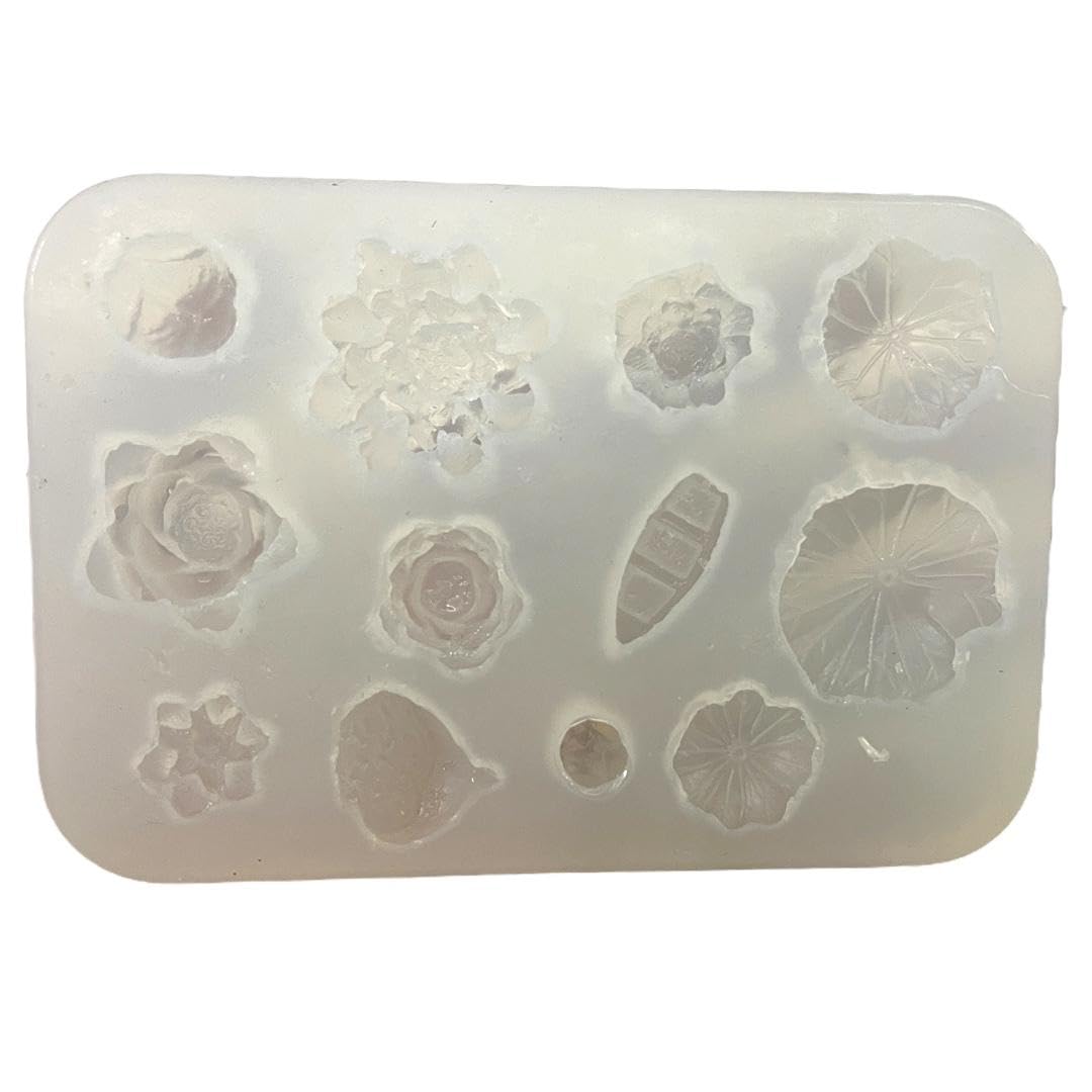 KROKIO® - Lotus Pond Mould Silicone for Candle Making Molds 12 Cavity Flower Moulds Resin Art Craft Mini Boat Fondant Clay Topping Mini Flowers Mold (ASM67-180) 2