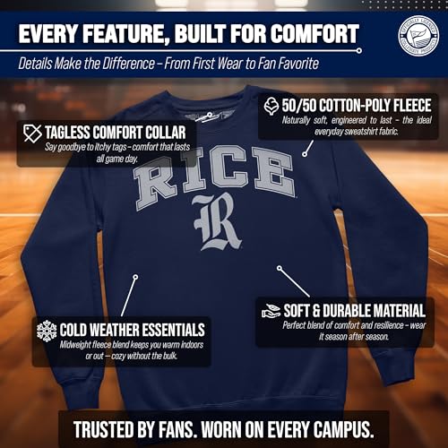 Image of NCAA College Sweatshirt Fleece Crewneck Pullover for Men and Women | Officially licensed NCAA college gameday crewneck pullover - 9 oz fleece lined sweatshirt with arch and logo design